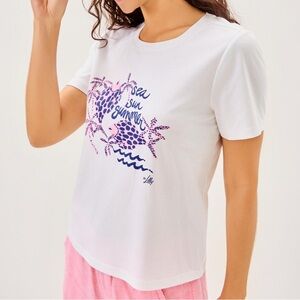 Lilly Pulitzer Barreto Knit Top Sea Sun Summer Graphic